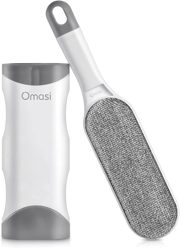 Omasi Brosse Anti Poils Animaux Chat & Chien - Brosse de Nettoyage Magique Réutilisable Enlève Poils - Tous les cheveux (vêtements/canapé/Voiture/lit), Gris