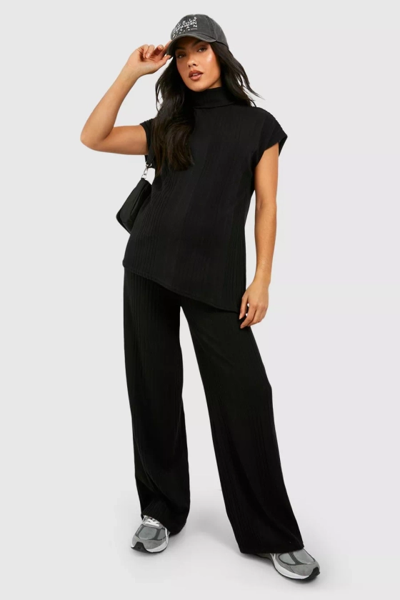 Maternity Brushed Rib Roll Neck Loungewear Set