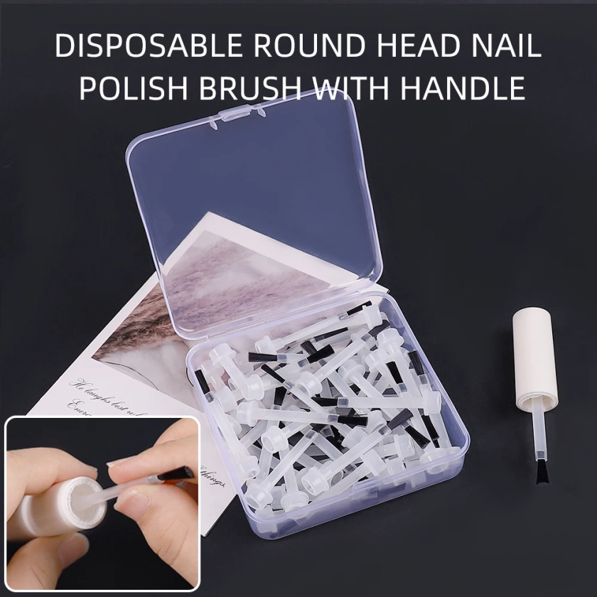 Ensemble de pinceaux de vernis à ongles, applicateur de trempage liquide, têtes de poudre acrylique de poulet, ensemble de manucure, 50 pièces par boîte