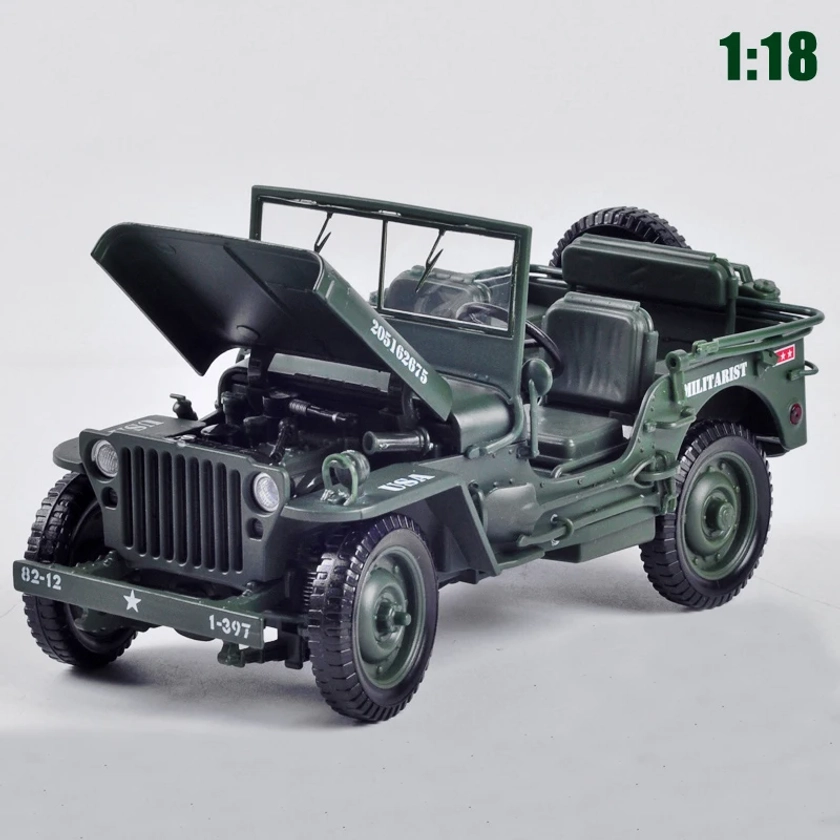 Modelo militar táctico de la Segunda Guerra Mundial para niños, vehículo de aleación militar de Willis GP, 1:18, juguetes para niños, regalos - AliExpress