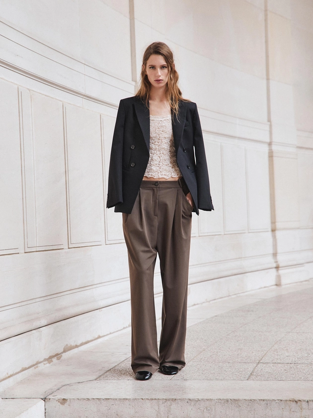 Blazer en twill 100 % laine · Noir · Habillé | Massimo Dutti