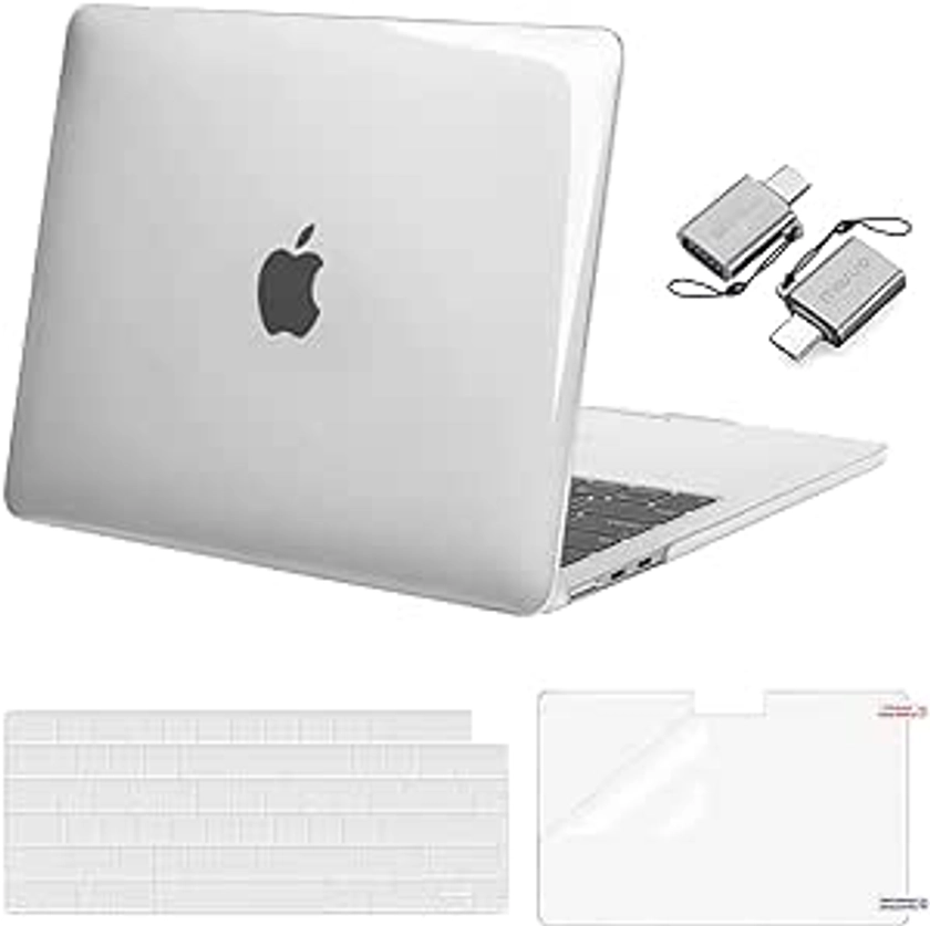 Amazon.com: MOSISO Compatible with MacBook Air 13 inch Case 2024 2023 2022 M3 A3113 M2 A2681 Touch ID, Plastic Hard Shell&Keyboard Cover&Screen Film&Type C Adapter for MacBook Air 13.6 inch Case, Crystal Clear : Electronics