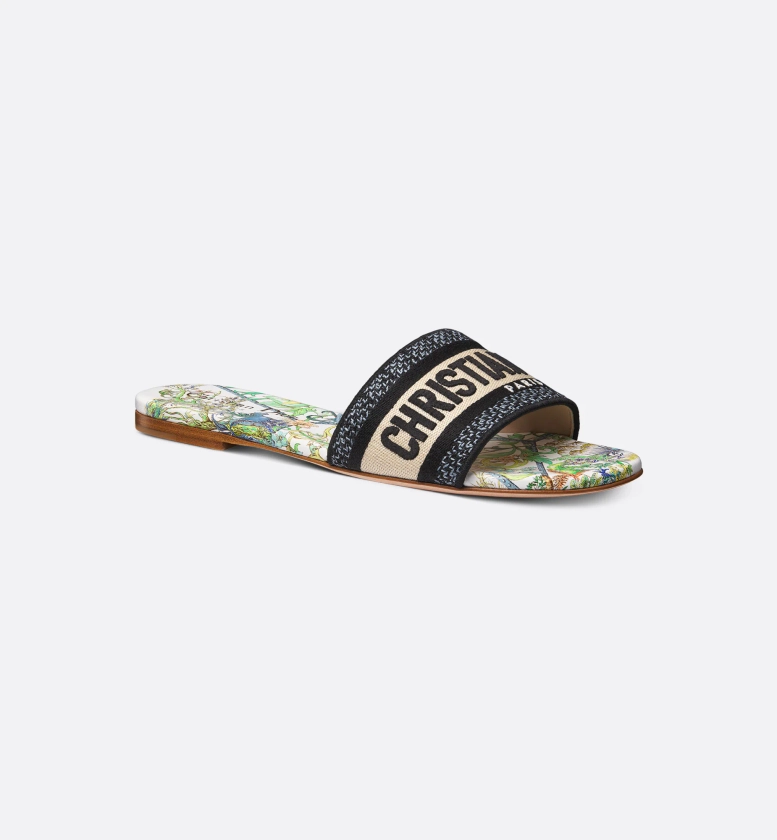 Sandalo Dway Cotone ricamato bianco multicolore con motivo Étoile de Voyage | DIOR