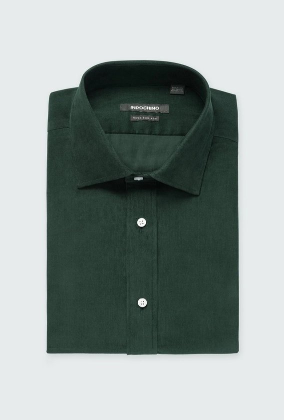 Men's Custom Shirts - Fairwood Corduroy Olive Shirt | INDOCHINO