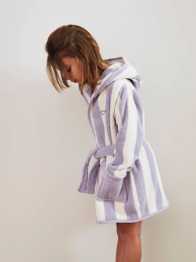 Striped Bathrobe for Children, Transat - striped violet, Bedding & Decor | Vertbaudet