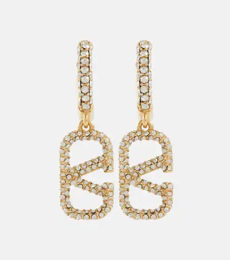 VLogo Signature embellished earrings in gold - Valentino | Mytheresa