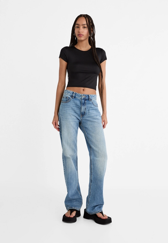 Jean regular taille mi-basse - Mode femme | Stradivarius France