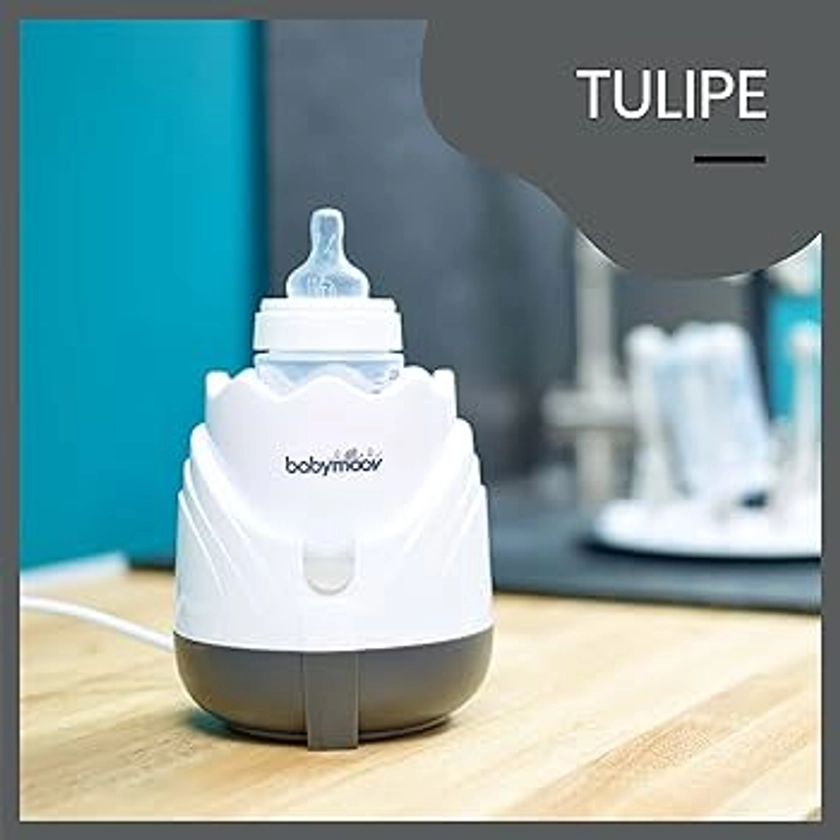 Babymoov Chauffe Biberon Tulip - Pour Biberons & Petits Pots, Chauffe Rapide à la Vapeur, Utilisation Maison, Universel avec Anneau d'Adaptation, Arrêt Automatique, Dosette et Panier Inclus : Amazon.fr: Bébé et Puériculture