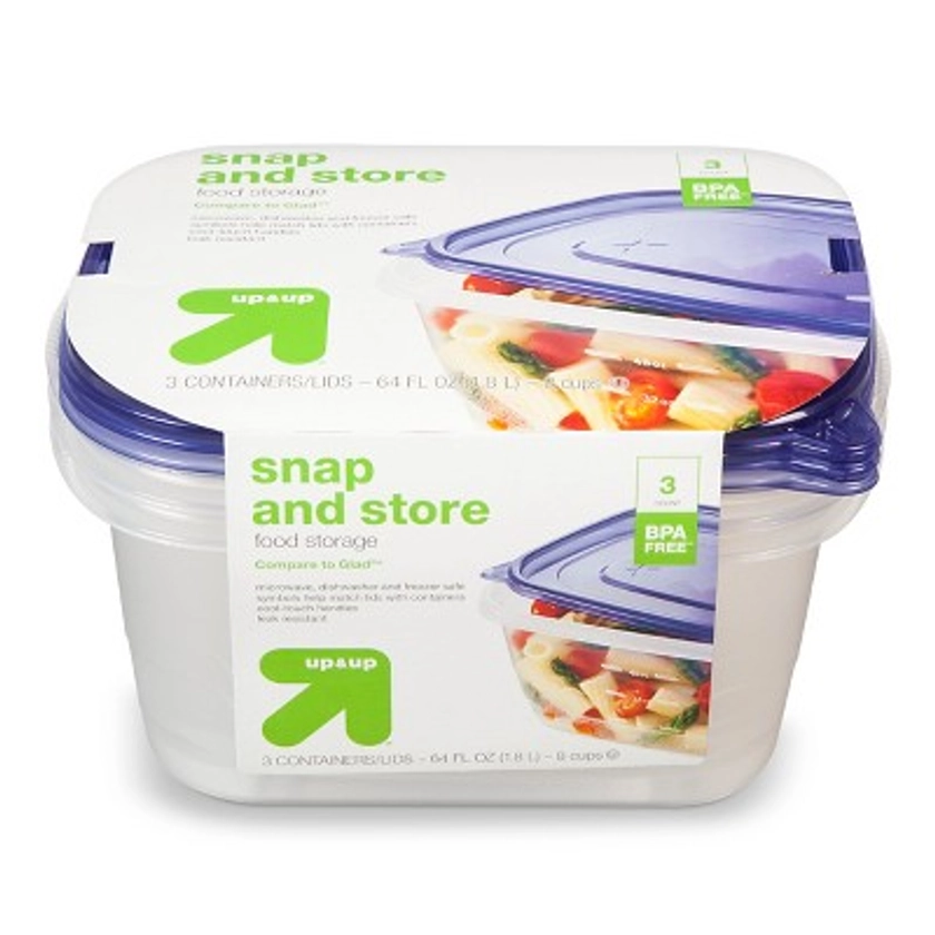 Snap and Store Medium Rectangle Food Storage Container - 3ct/64 fl oz - up &#38; up&#8482;