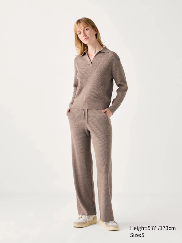 Pantalon en Maille Côtelée (long) pour Femme | UNIQLO FR