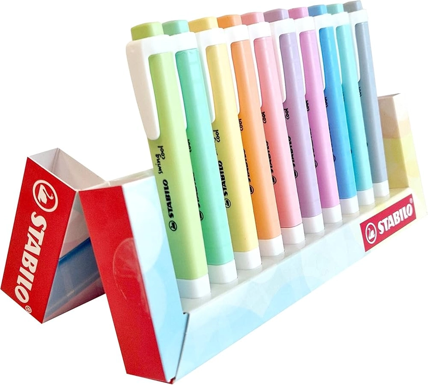 Highlighter - STABILO swing cool Pastel - Deskset of 10 - Assorted Colours : Amazon.co.uk: Stationery & Office Supplies