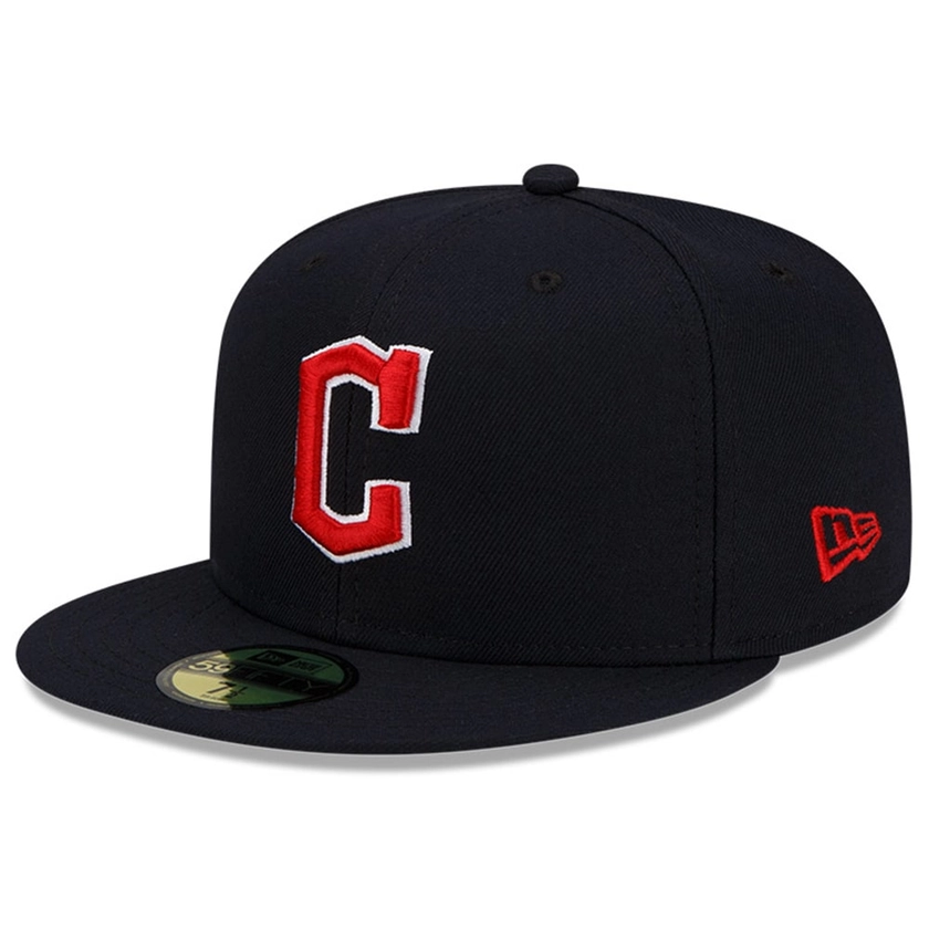 Men's Cleveland Guardians New Era Navy Road Authentic Collection On-Field 59FIFTY Fitted Hat