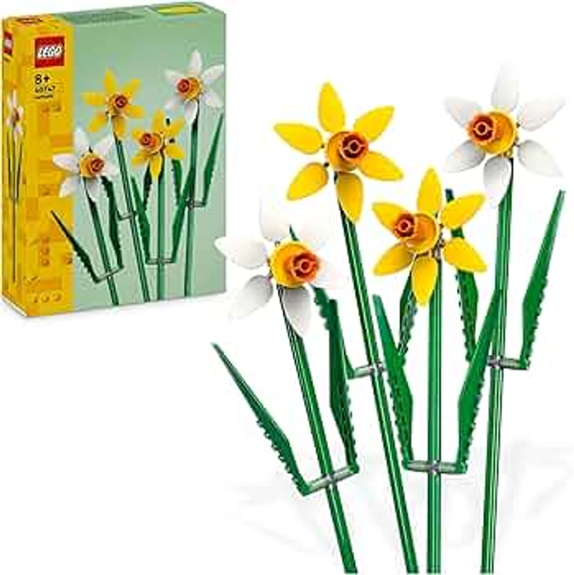 LEGO Narcisi Set di Fiori Finti per Bambine e Bambini da 8 Anni, Costruisci ed Esponi un Bouquet come Decorazione di Casa, Regalo di San Valentino per Lei, Lui, Donna, Uomo, Ragazza o Ragazzo 40747