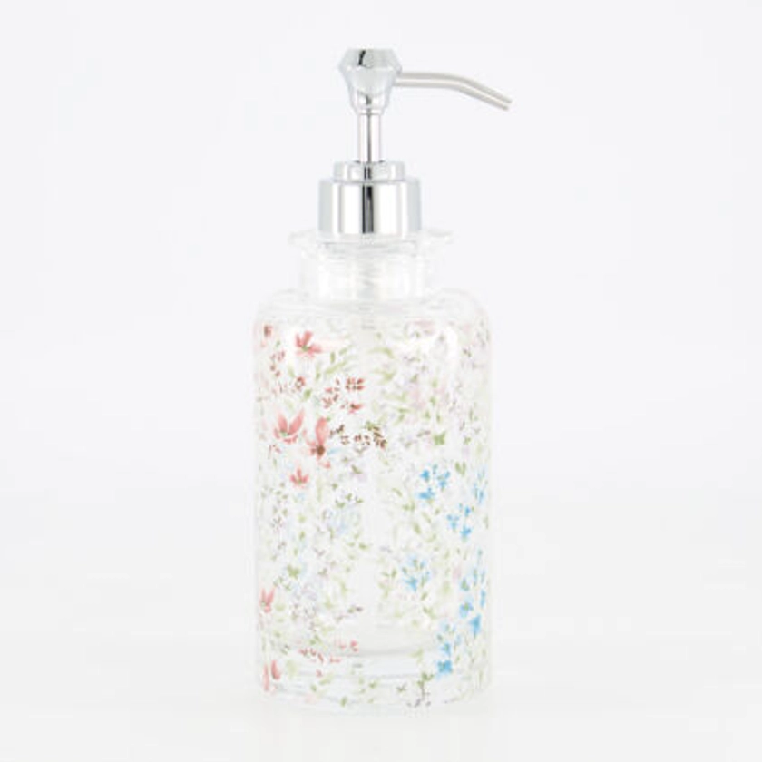 Clear Glass Floral Soap Dispenser 20x7.5cm - TK Maxx UK