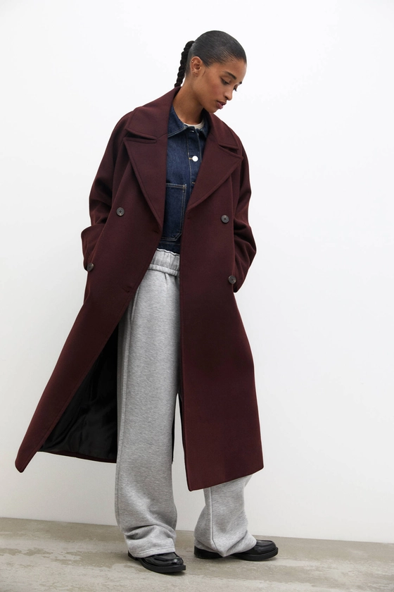 Manteau long en laine mélangée - pull&bear