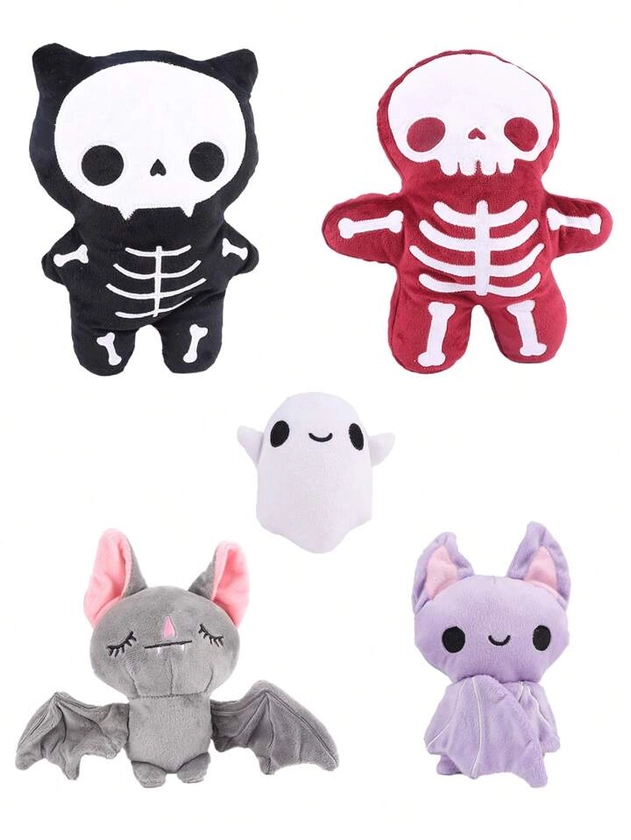 5 estilos de peluches de esqueleto de Halloween, animales de peluche rellenos, murciélago dormido en lavanda en miniatura, juguetes de peluche de gato esqueleto de dibujos animados lindos, modelos de fantasma suave, regalos de Halloween para niños, decoración de terror para el hogar Decoración de Halloween El Día de los Muerto