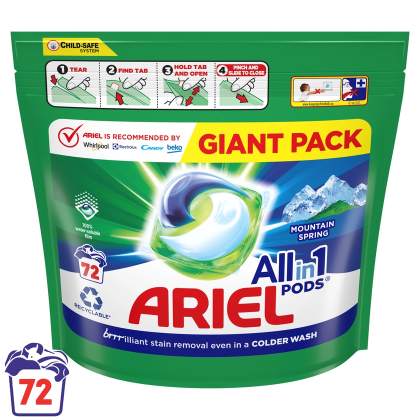 Капсулы для стирки Ariel All-in-1 Mountain Spring, 72 шт.