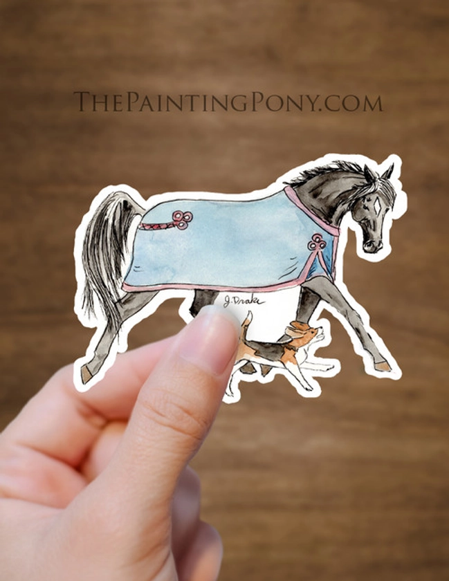 Winter Fun Horse And Dog Art Equestrian Die-Cut Vinyl Sticker