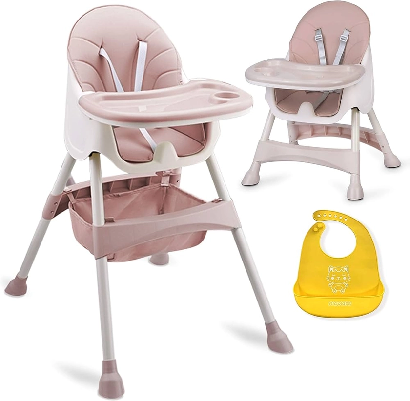 Chaise haute pour bébé Milo avec table (rose)