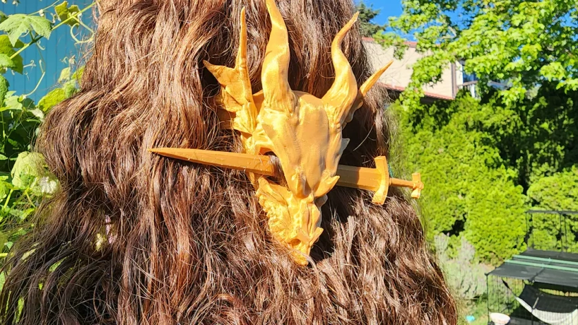 Dragon Hair Piece with Sword