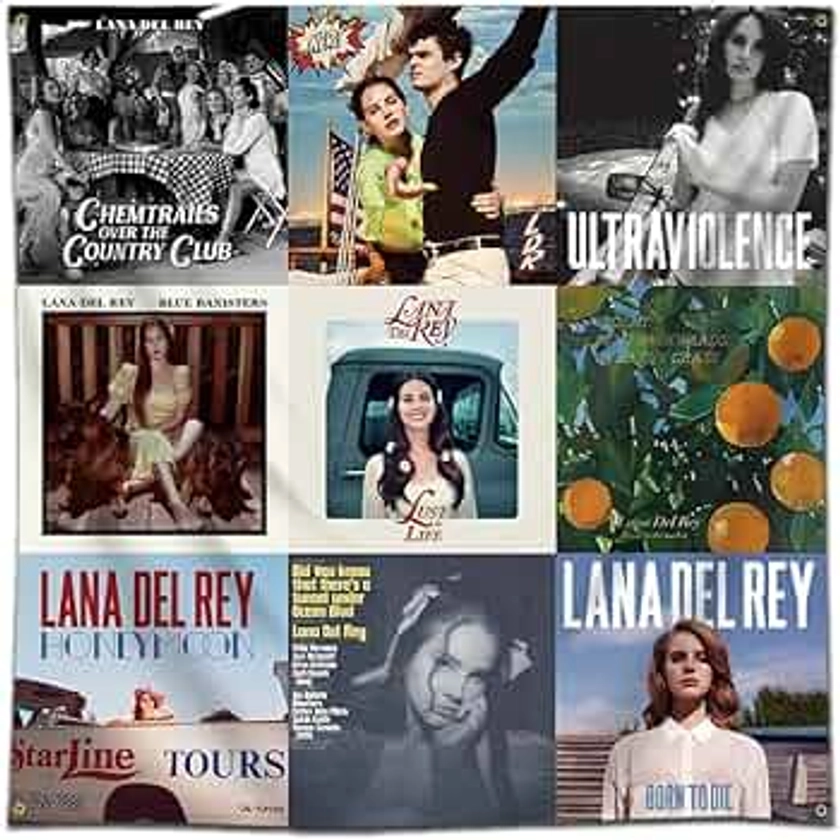 Lana Music Album Cover Tapestry 4x4 Ft DelRey Tapestry (Duplex printing,Bright & Vibrant 150D Polyester,Brass grommet design is durable)