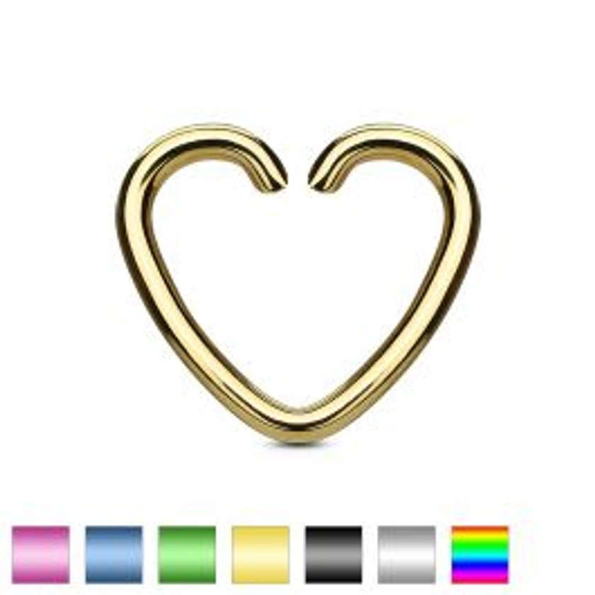 Coloured piercing ring with heart