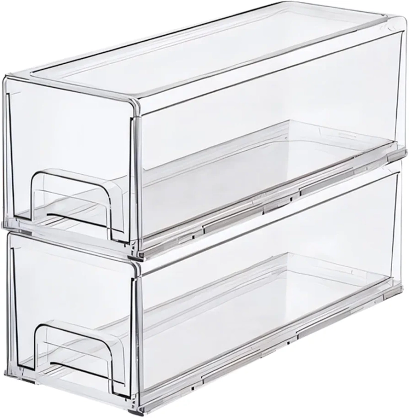 Clear Plastic Storage Drawer Organizer Bins, Perfect for Kitchen Organization or Pantry Organization and Storage, Fridge Drawer Organizer Bins (Small 13.5 x 5 x 4.5)