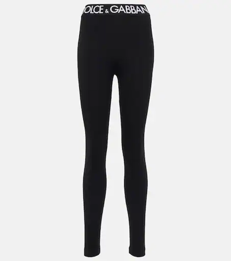 Logo cotton-blend leggings in black - Dolce Gabbana | Mytheresa