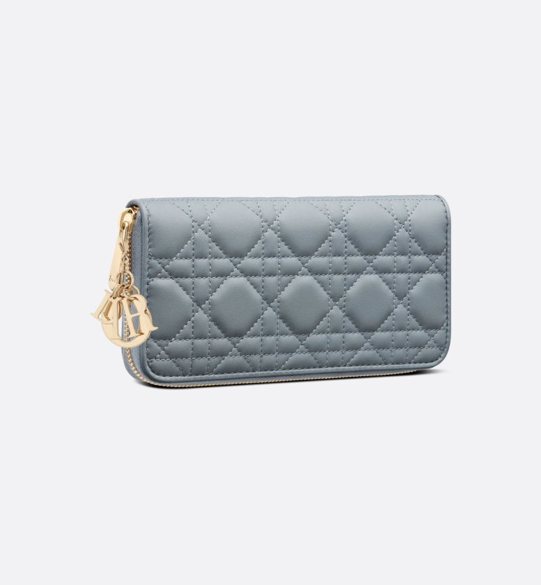 Lady Dior Voyageur Wallet Cloud Blue Cannage Lambskin | DIOR