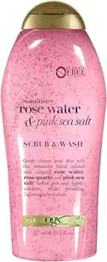 Amazon.com : OGX Sensitive + Pink Sea Salt & Rosewater Sulfate-Free Soothing Body Scrub with Healing Rose Quartz, Gentle Exfoliating Daily Body Wash to Soften & Smooth Skin, 19.5 Fl Oz : Beauty & Personal Care