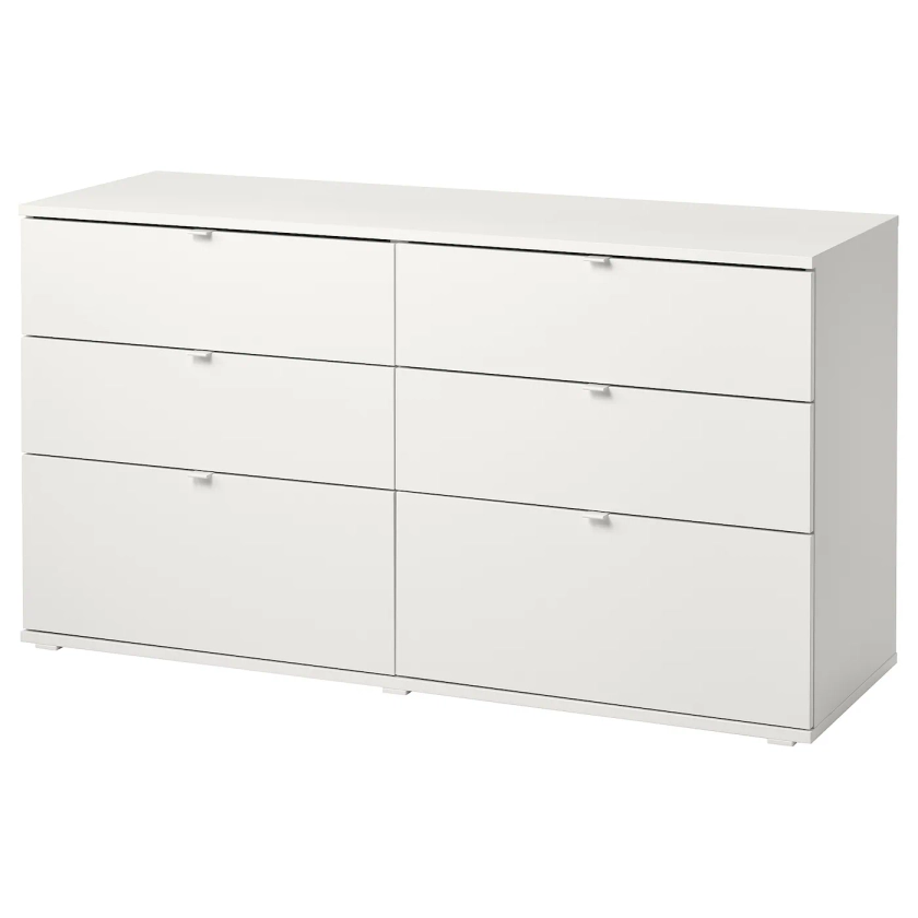 VIHALS chest of 6 drawers, white/anchor/unlock-function, 140x47x75 cm - IKEA