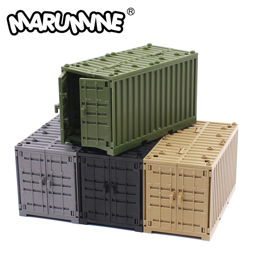 Marumine-contenedor militar MOC, cajas de armas, accesorios de ladrillos, escena del ejército, piezas de bloques de construcción de la Segunda Guerra Mundial, estuche de transporte, SWAT - AliExpress