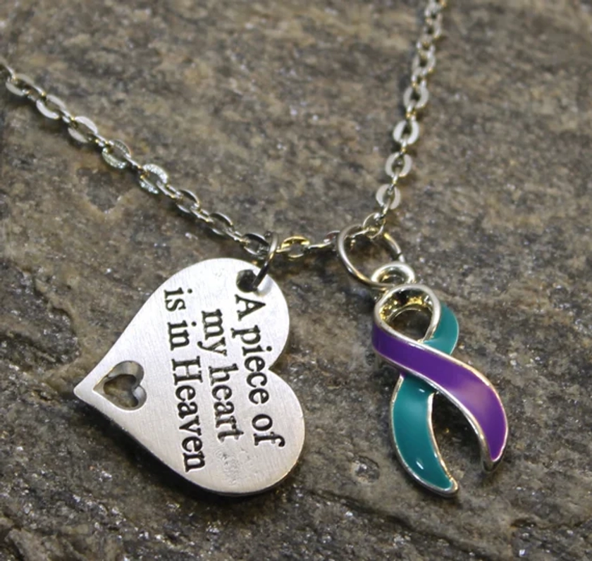 Suicide Awareness Necklace, Purple & Teal Jewelry, Suicide Memorial, Remembrance Gift