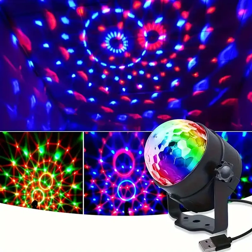USB Disco Ball Light - LED Party Lights Flashing Night Lamp with Multiple Colors for Indoor/Outdoor, Karaoke, Cars, and Birthday Decorations - Electronic Component ABS/Acrylic, USB Powered, ≤36V