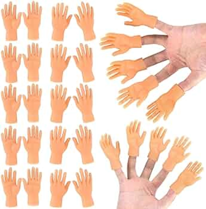 30 Pcs Tiny Finger Hands Mini Rubber Finger Puppets, Miniature Small Hands Ealistic Cute Little Hand Finger for Gifts Puppet Show Prank Gag Performance Party Favors