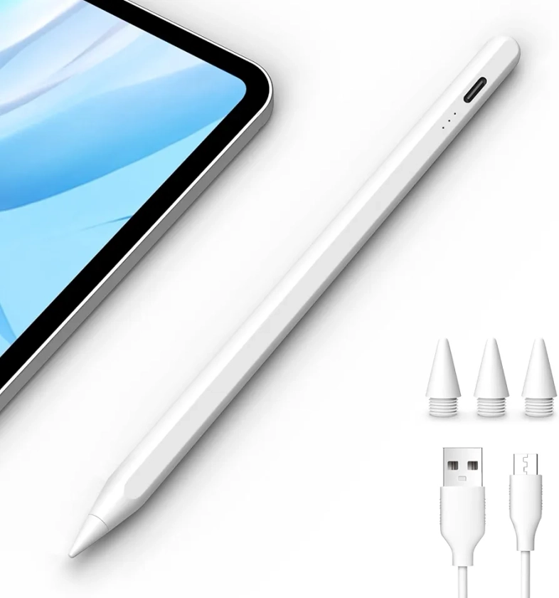 Stylus Pen for iPad 2018-2023, 15mins Fast Charge Apple Pen iPad Pencil with Palm Rejection and Tilt Sensitivity, Compatible with iPad Pro 11/12.9in, iPad 6/7/8/9/10, iPad Air 3/4/5, iPad Mini 5/6