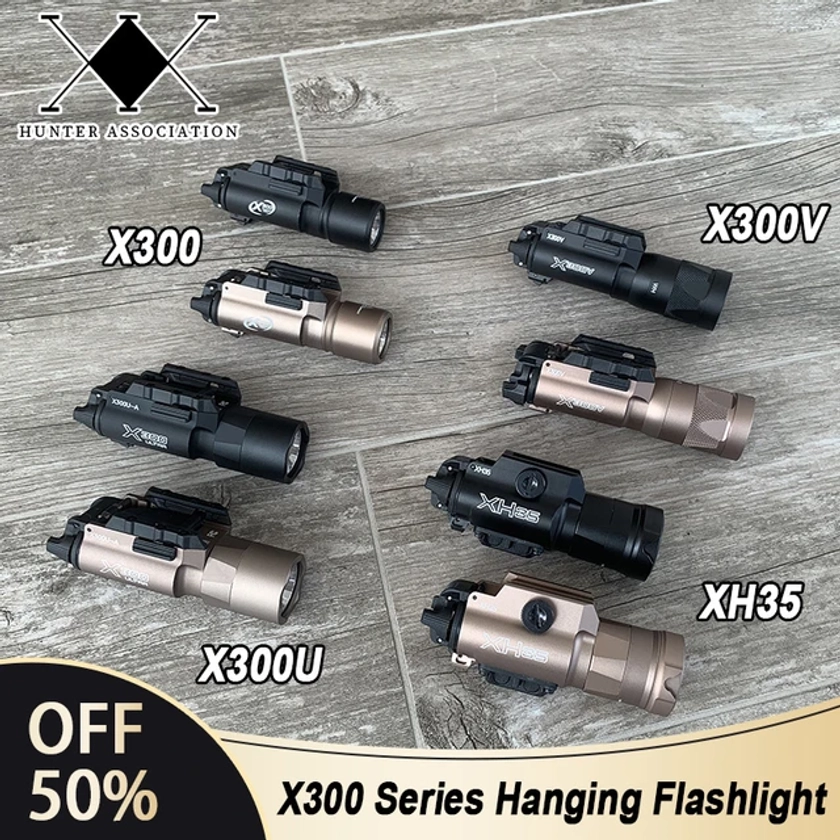 Tactical Surefir X300 X300U Ultra X300V XH35 Metal Pistol Gun Strobe LED Light Fit 20mm Rail Airsoft Hanging Hunting Flashlight - AliExpress 18