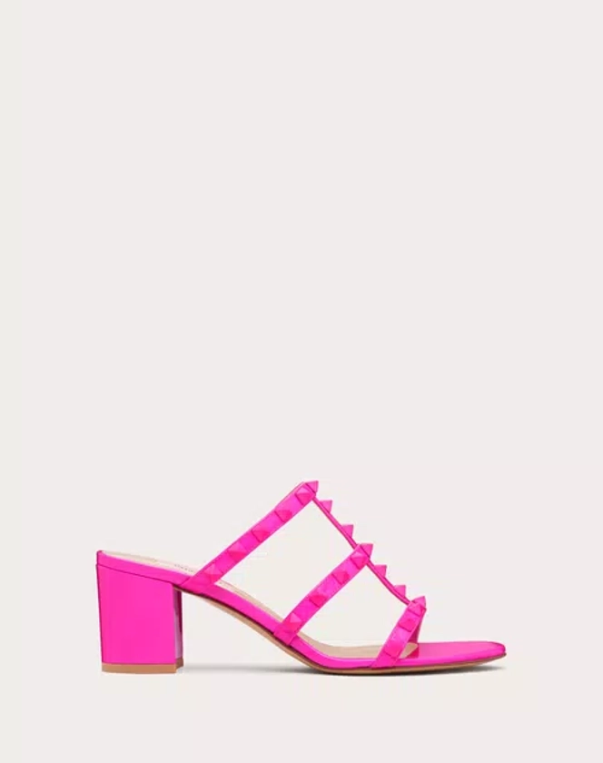 Rockstud Patent-leather Slide Sandal 60 Mm for Woman in Pink Pp | Valentino US