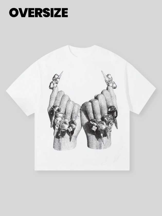 Personalized Black and White Diamond Nail Printed T-shirt