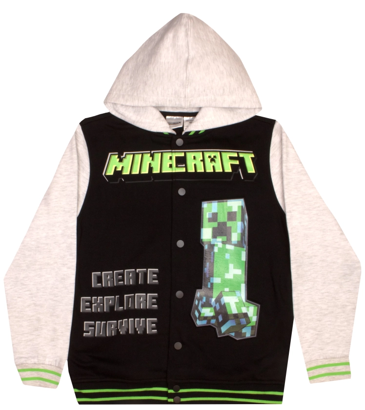 Minecraft Creeper Varsity Hoodie (Size 8-16)