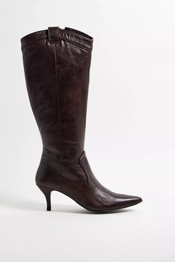 UO Houston Brown Leather Heeled Boots