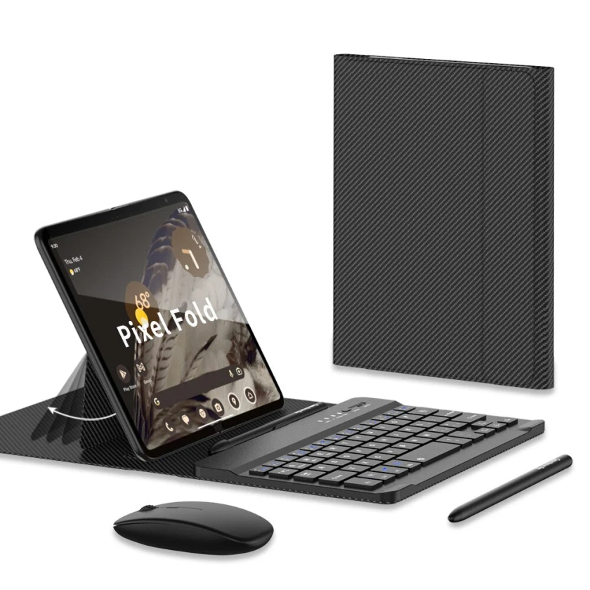 3 in 1 Premium Pixel Fold Case With Wireless Keyboard & Mouse