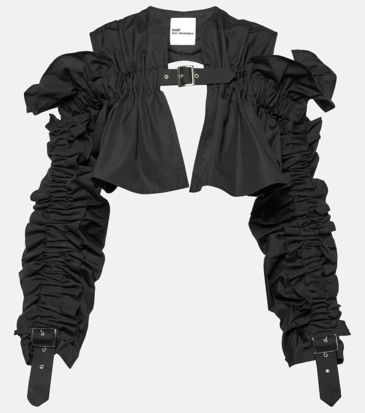 Ruffled cotton cropped top in black - Noir Kei Ninomiya | Mytheresa