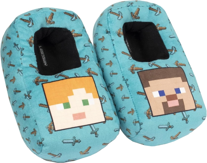 Minecraft - 3D Slippers, Small-Medium - Designed with Anti Slip Sole - Cushioned and Soft Material - Slippers for Kids - Official Minecraft Merchandise - Age 8, Green, 1 UK: Amazon.co.uk: Fashion