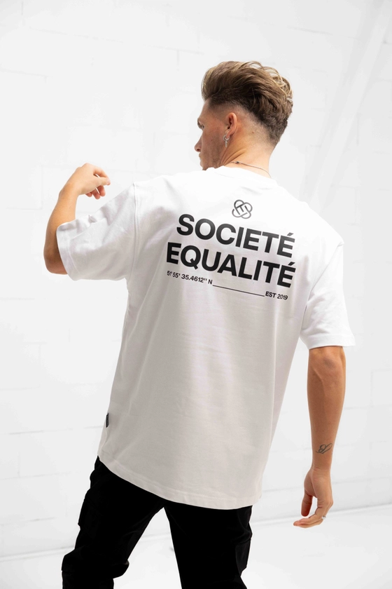 Equalité Equalité Societé T-Shirt Heren Wit/Zwart - Soccerfanshop.nl