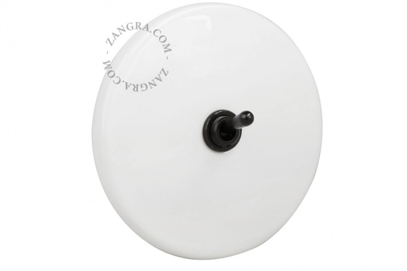 interrupteur en porcelaine blanche va-et-vient ou simple - levier noir interrupteur en porcelaine blanche va-et-vient ou simple - levier noir