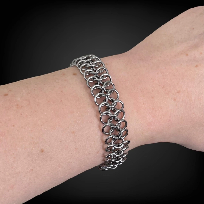 Chainmail bracelet - stainless steel bracelet, European 4 in 1 chainmaille bracelet grunge punk y2k alt men's women's jewelry gift