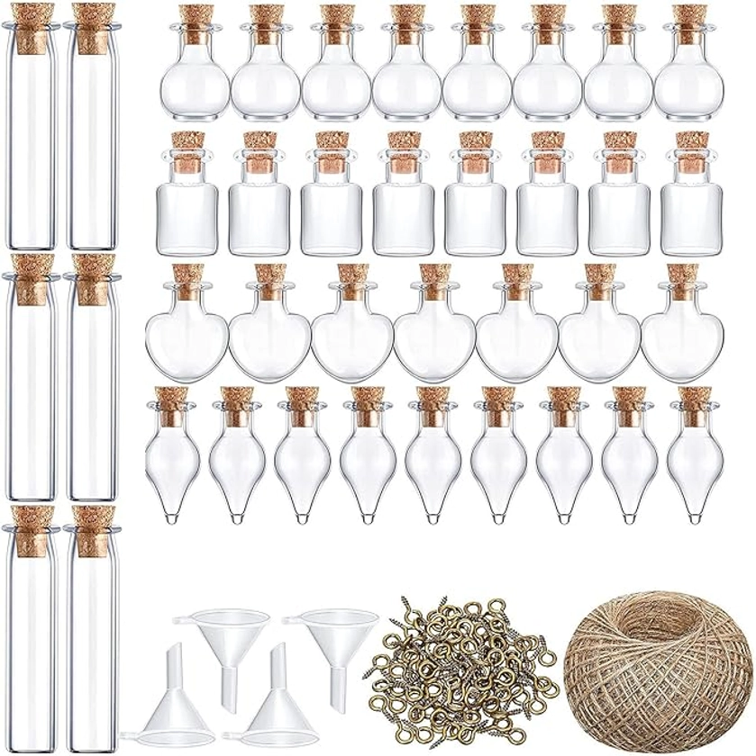 Amazon.de: 50 Stück Mini Glasflaschen Mit Korken, Klein Gläser Mini Bottle Set, Kleine Fläschchen Reagenzglas Gewürzgläser Glasbehälter Mit Korken Und Schnur Für Hochzeit Party Düfte Sand DIY Dekoration (Stil A)