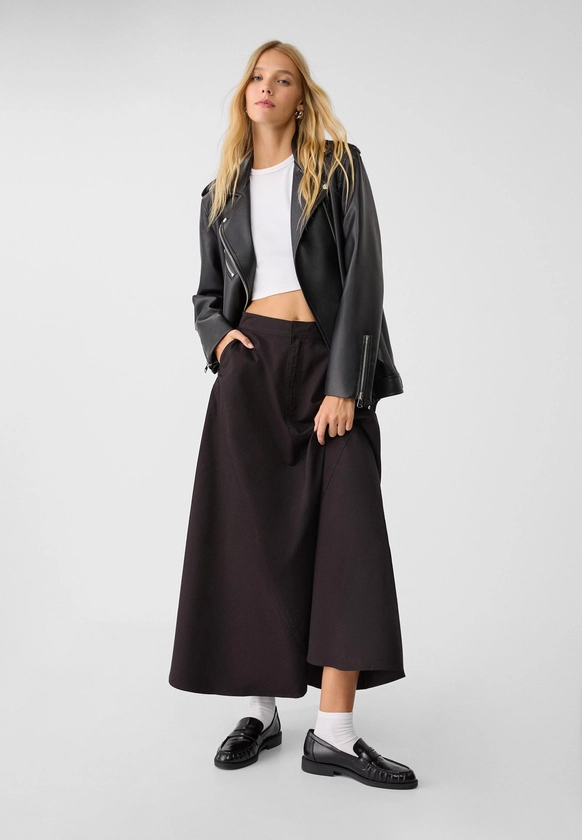 Jupe cape midi fluide - Jupes femme | Stradivarius France