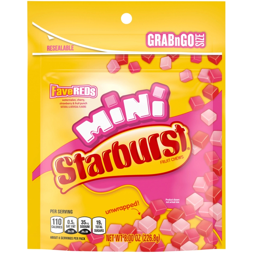 Starburst Favereds Caramelos Masticables de Frutas para Llevar, Bolsa de 8 oz